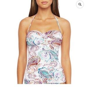 NWT Ralph Lauren Captiva Paisley Twist Front Swimsuit Tankini Top Size 0